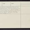 Garth Castle, NN75SE 2, Ordnance Survey index card, page number 2, Verso