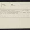 Castle Lennox, NN85SE 30, Ordnance Survey index card, Recto