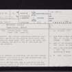 Benholm Castle, NO87SW 15, Ordnance Survey index card, page number 1, Recto
