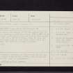 Cairns Castle, NT06SE 4, Ordnance Survey index card, Recto