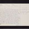 Drumelzier Castle, NT13SW 25, Ordnance Survey index card, page number 1, Recto