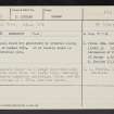 Broxmouth Park, NT67NE 17, Ordnance Survey index card, Recto