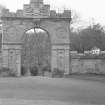 General view of arch, Culzean Castle, entrance gate with castellated top,
