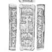 Inchinnan 3: scanned pencil survey drawing  of recumbent cross slab/possible sarcophagus lid