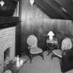 Interior. View of East House stair hall showing fireplace