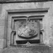 Detail of shield over bay window.