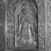 Interior. Pulpit panel detail carved by Helen Wilson c.1920