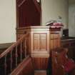 Interior.
Preaching auditorium, detail of pulpit.