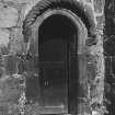 Detail of tower house doorway with rope moulding.