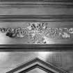 Interior, 1st. floor, ante-room, detail of carved wooden panel above door to drawing-room.