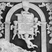 Interior.
Queensberry Monument, detail of scroll with cherubs.
