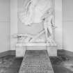 Interior. View of marble relief of Burns and grave-slab