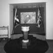 Interior. Font. Detail with mural panel