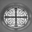 Interior. Sanctuary. Stained glass. Detail of George Cross