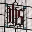 Interior. Clerestory stained glass window. (S) Detail.