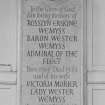 Interior. Detail of memorial to Baron and Lady Wester Wemyss