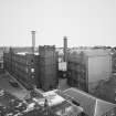Broadford Mills: Elevated general view from SW of main complex of Broadford Works, from roof of 'Bastille' warehouse