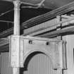 Interior.  Ground floor, detail of cast iron columns with stretcher