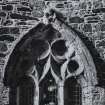 Iona, Iona Abbey.
View of choir window head on North wall.