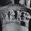 Iona, Iona Abbey, interior.
View of South choir arcade 2nd column capital from South-East.