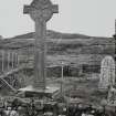 General view of reverse of McMillan's Cross and surroundings from Kilmory Chapel.