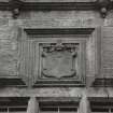 Mull, Torosay Castle.
View of armorial panel above North West entrance on North West elevation.