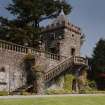 Mull, Torosay Castle.
View of staircase and North garden pavilion from East.