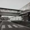 View from E of bridge linking N and S blocks over central walkway.