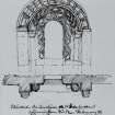 Page 45: Photographic copy of ink sketch showing detail of doorpiece on North side of Lammington Church
Insc. "Blocked old doorpiece on North side (West end) of Lammington Kirk, Lanarkshire. February 24 1851. J.S."
'MEMORABILIA, JOn. SIME  EDINr.  1840'