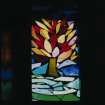 Interior. Detail of stained glass
