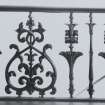 Glasgow, 11-12 Claremont Terrace, interior. 
Detail of iron stair balustrade (no.12A).