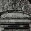 Glasgow, Rutherglen, Main Street, St Mary's Old Parish Church.
Detail of pediment and sundial on Lychgate.