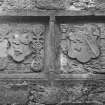 Detail of carved panels in E gable.