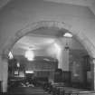 Cullen Church. Interior. View of S transept arch.