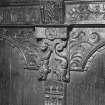 Interior.
Detail of wainscot panels in hall.