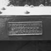 Detail of manufacturers name plate (R. Brotherhood, Chippenham, Wilts. 1856)
