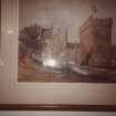 Interior.
Detail of watercolour painting showing a view of the castle.