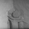 Balbegno Castle. Interior.
Detail showing vaulting corbel in hall.