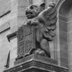 Detail of statue (of an heraldic beast holding the Moray coat of arms) on main entrance terraces.