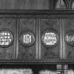 Interior.
Laird's loft, detail of four central panels on balcony.