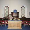 Interior. Communion table and pulpit. Detail