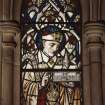 Detail of 19th century South West aisle stained glass window of St Kentigern