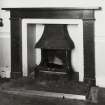 East corner room, detail of fireplace