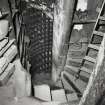 No 15 Blair Street, J & J A Dunn - Interior - detail of staircase to basement with compartments in wall for items on sale