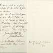 Letter from John Dundas to William Burn concerning John Britton’s request for information relating to Rosslyn Chapel, Verso