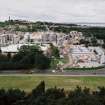 View from Salisbury Crags to south showing Parliament building under construction and Dynamic Earth.