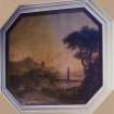 Photographic copy of wallpainting in Milton House.  Landscape with lighthouse.