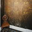Entrance porch, wallpaper and floor tiles, detail