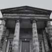 Detail of portico showing columns and panelled ceiling