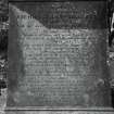 Lochgoilhead Churchyard, Monument to Archibald Campbell of Drimsynie.
Detail of inscription on monument.